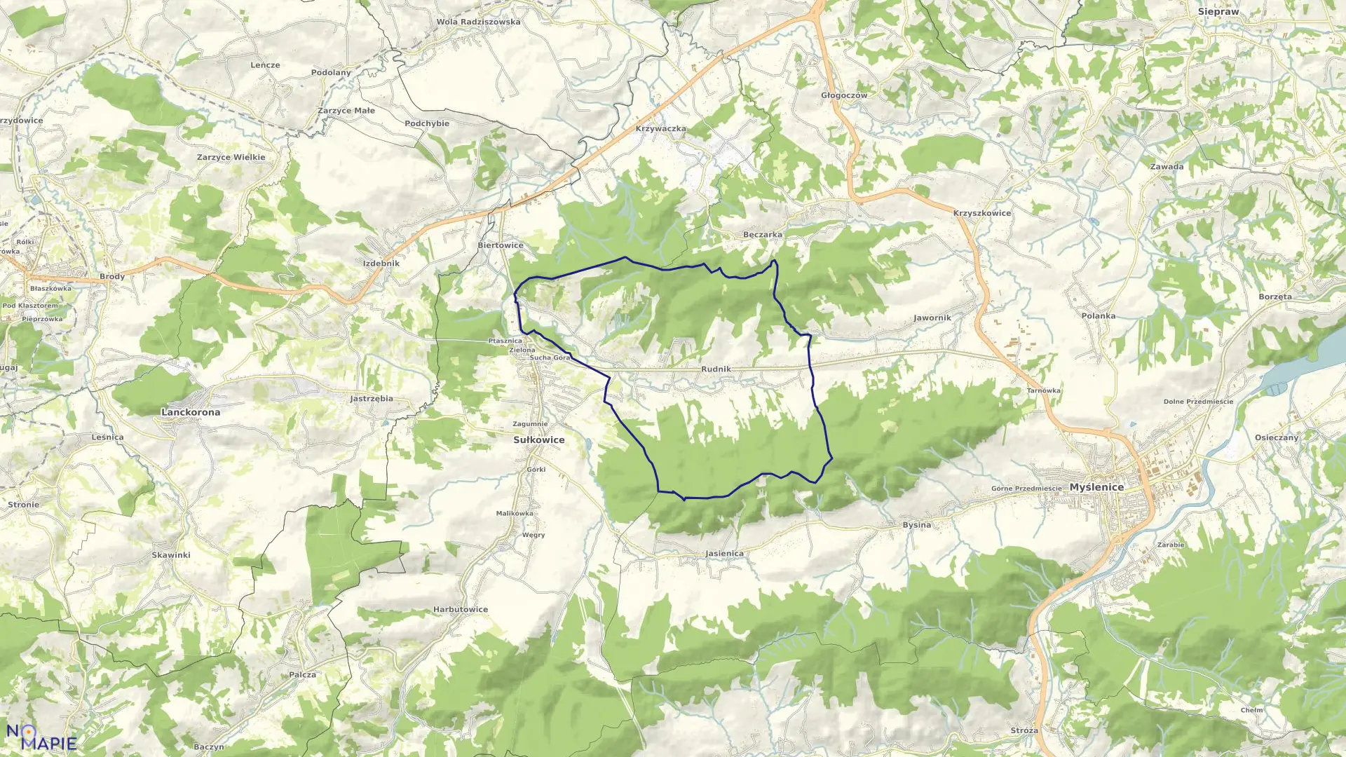 Mapa obrębu Rudnik gm. Sułkowice w gminie Sułkowice